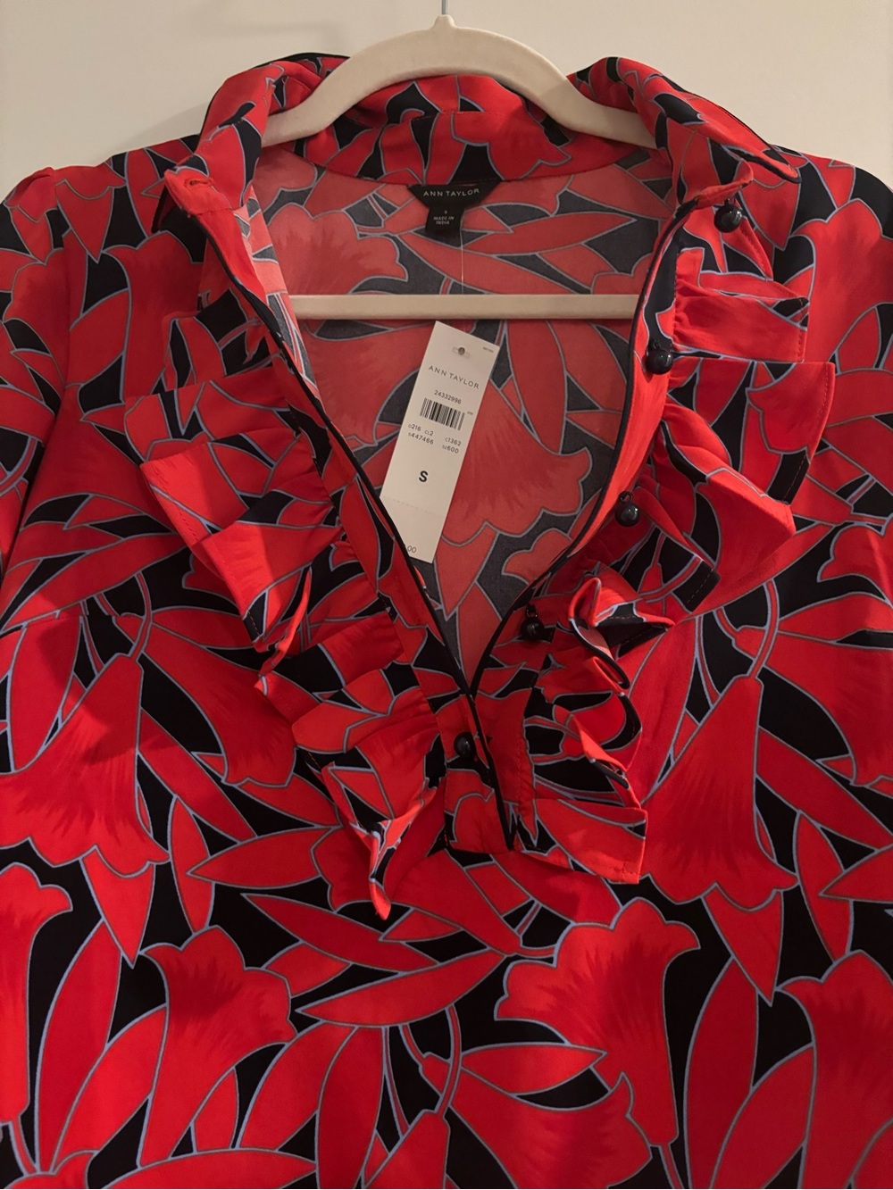 Ann Taylor Coral and Navy Floral Dress